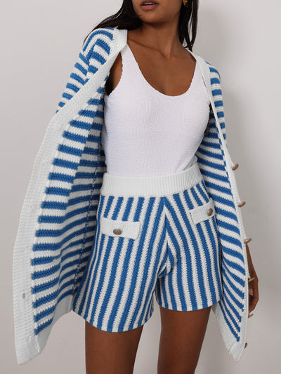 Marcia Resort Stripe Shorts | Azure/White