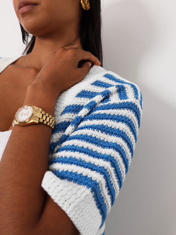 Marcia Resort Stripe Cardigan |  Azure/White