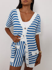 Marcia Resort Stripe Shorts | Azure/White