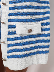 Marcia Resort Stripe Cardigan |  Azure/White