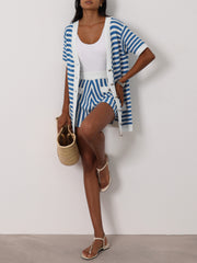 Marcia Resort Stripe Shorts | Azure/White