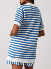 Marcia Resort Stripe Cardigan |  Azure/White