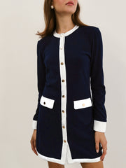 Mayfair Timeless Contrast Dress | Navy/White