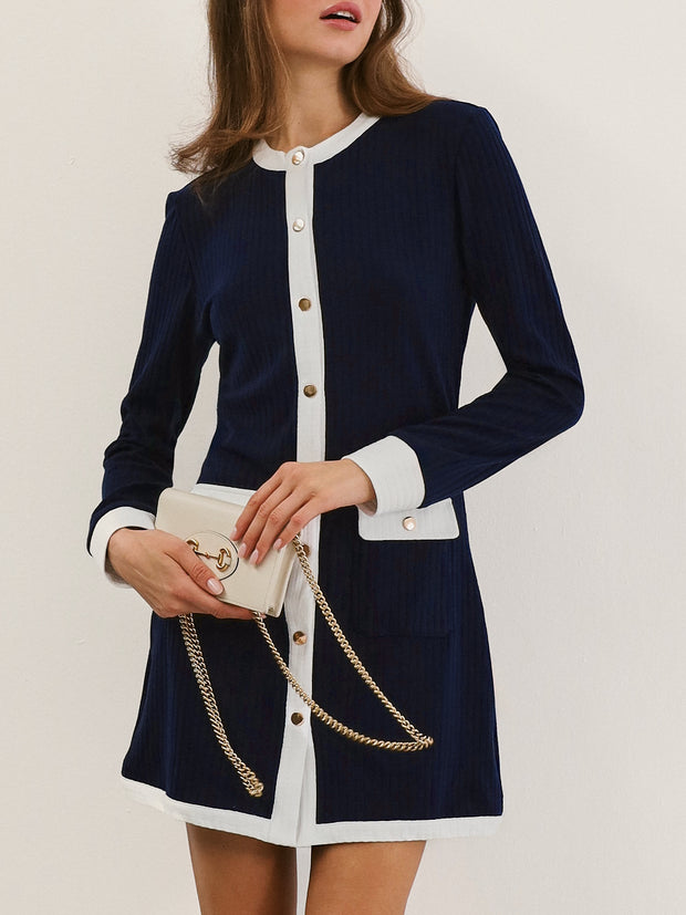 Mayfair Timeless Contrast Dress | Navy/White