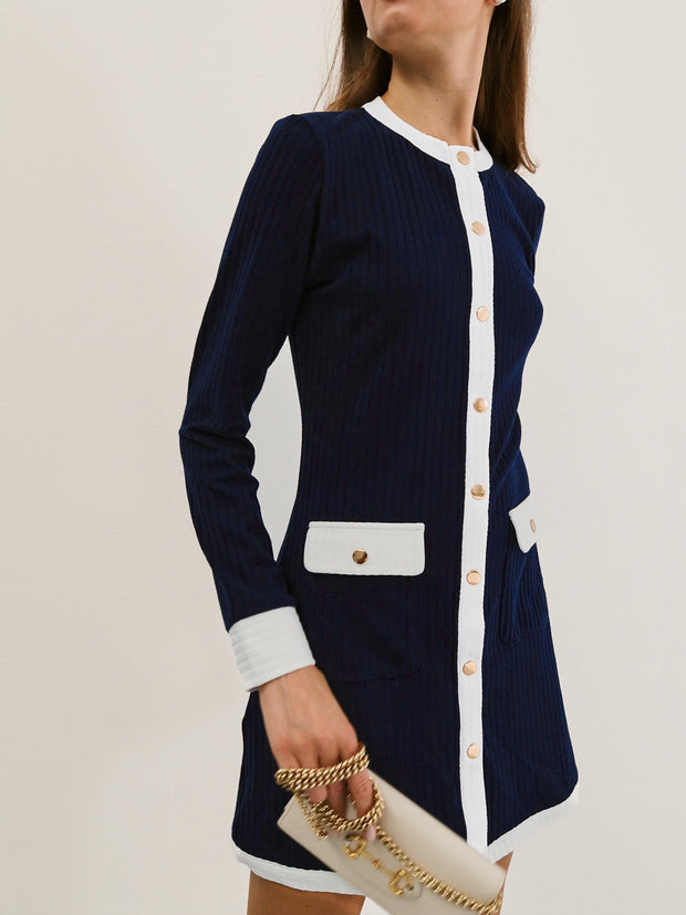 Mayfair Timeless Contrast Dress | Navy/White