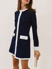 Mayfair Timeless Contrast Dress | Navy/White