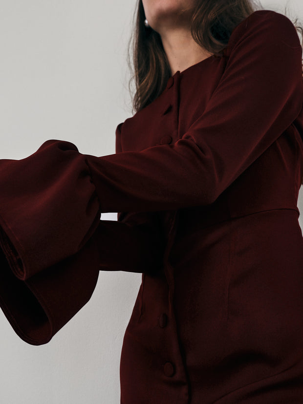 Mercier Peplum Dress | Claret