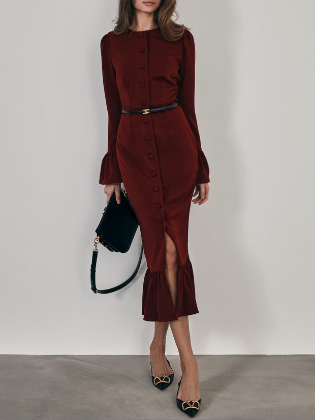 Mercier Peplum Dress | Claret