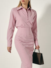 Meryl Pinstripe Shirt Dress | Dusky Pink