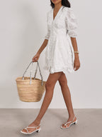 Sierra Cotton Summer Short Day Dress | White
