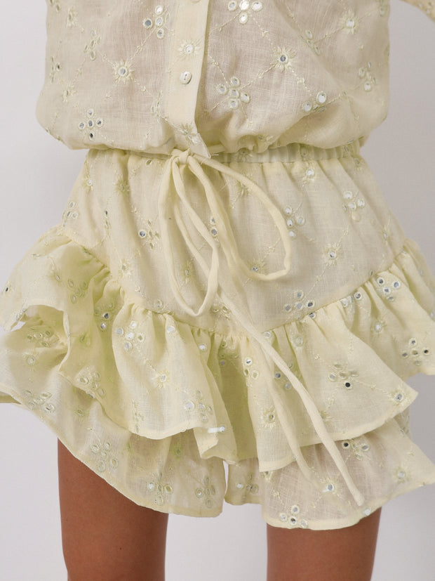 Mira Embroidered Frill Skort | Lemon Sorbet