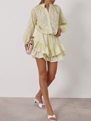 Mira Embroidered Frill Skort | Lemon Sorbet