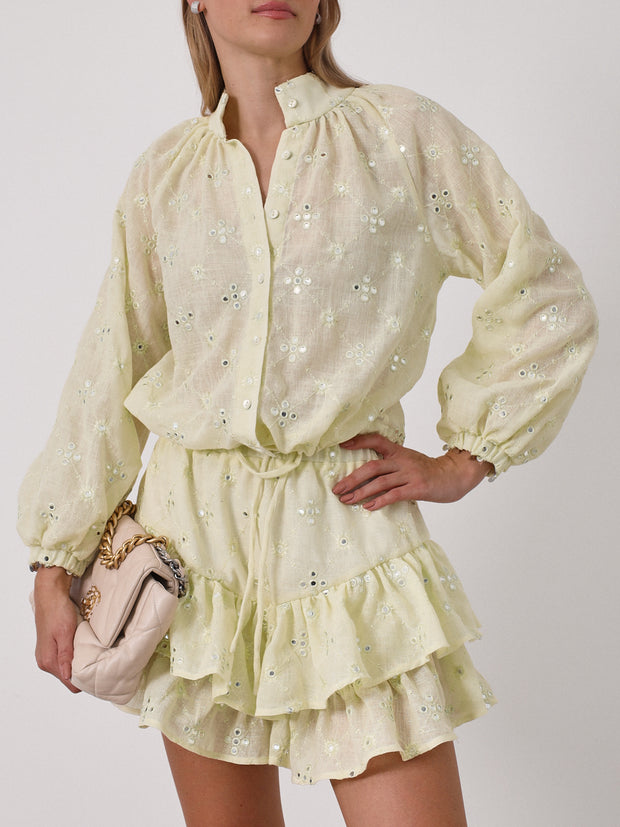 Mira Embroidered Frill Skort | Lemon Sorbet