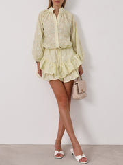 Mira Embroidered Frill Skort | Lemon Sorbet