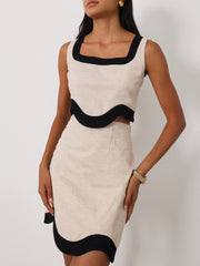Cleo Contrast Wave Top | Beige/Black