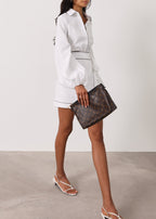 Morgan Elevated Linen Shirt | White/Taupe