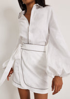 Morgan Elevated Linen Shirt | White/Taupe