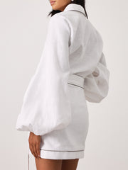 Morgan Elevated Linen Shirt | White/Taupe