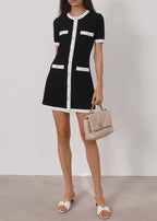 Namina Contrast Day Dress | Black & White