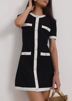 Namina Contrast Day Dress | Black & White