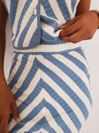 Natalia Knitted Stripe Waistcoat Top | Riviera Blue/Ivory