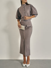 Natalia Ladylike Pencil Skirt | Taupe