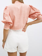 Ariella Cotton Button Through Blouse | Apricot Blush