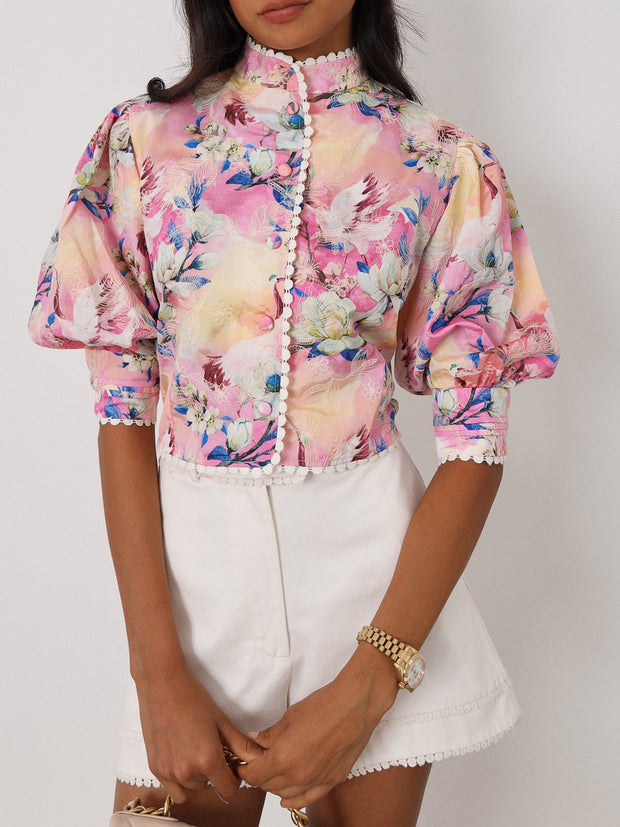 Neve Floral & Embroidered Top | Bright Mix Floral