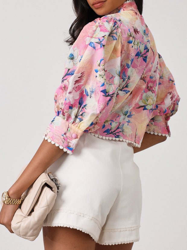 Neve Floral & Embroidered Top | Bright Mix Floral