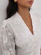 Sierra Embroidered Cotton Summer Day Dress | White