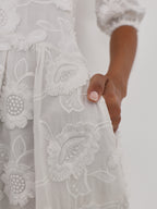 Sierra Embroidered Cotton Summer Day Dress | White