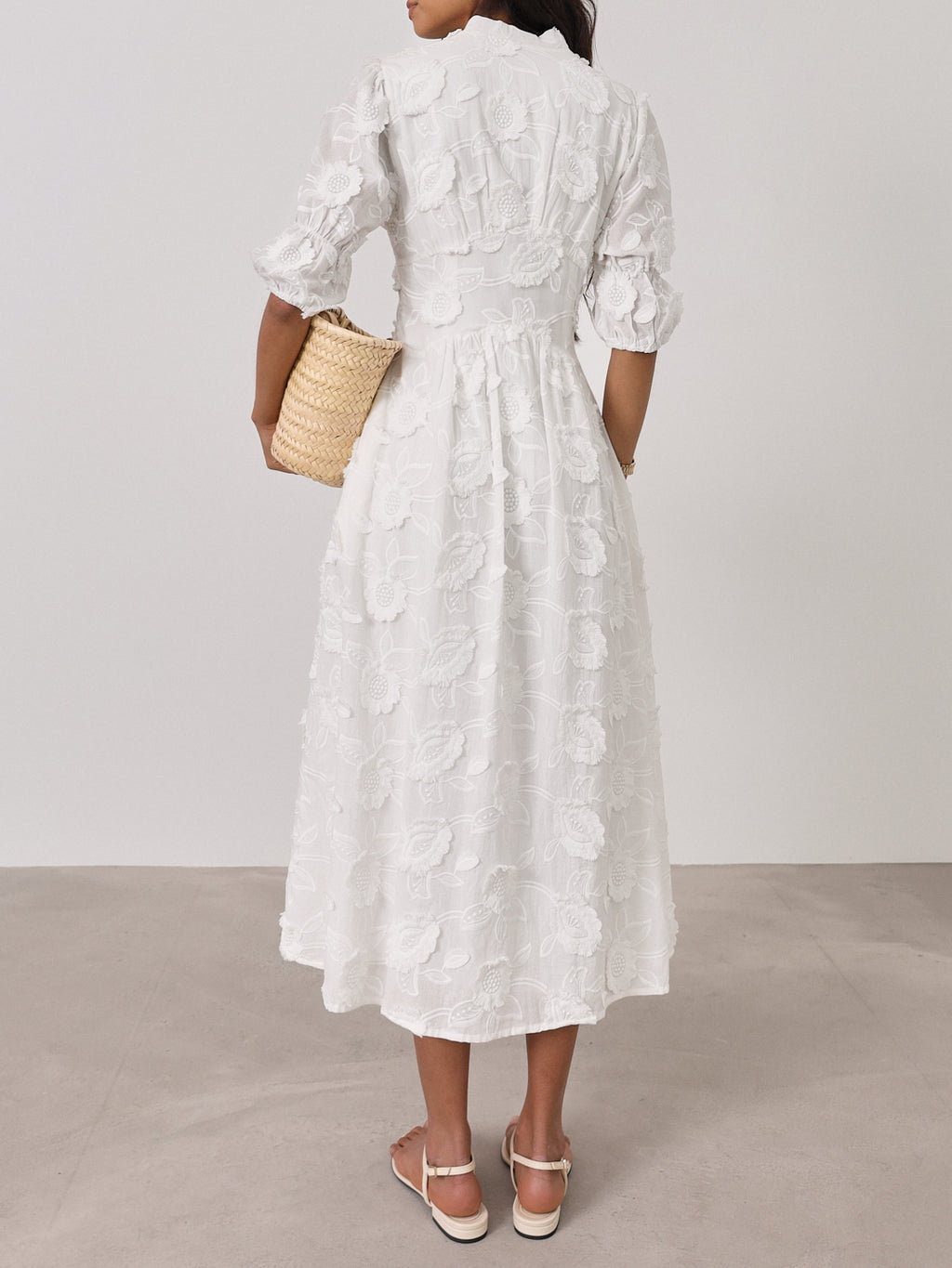 Sierra Embroidered Cotton Summer Day Dress | White