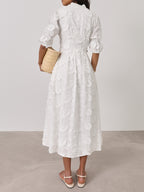 Sierra Embroidered Cotton Summer Day Dress | White