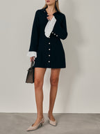 Nikita Pearl Button Short Dress | Navy