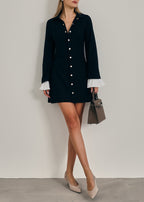 Nikita Pearl Button Short Dress | Navy