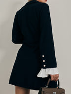 Nikita Pearl Button Short Dress | Navy