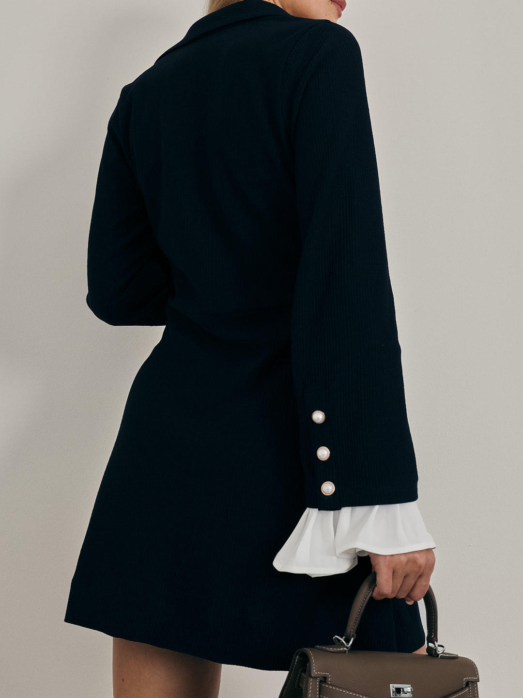Nikita Pearl Button Short Dress | Navy