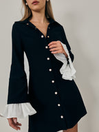 Nikita Pearl Button Short Dress | Navy