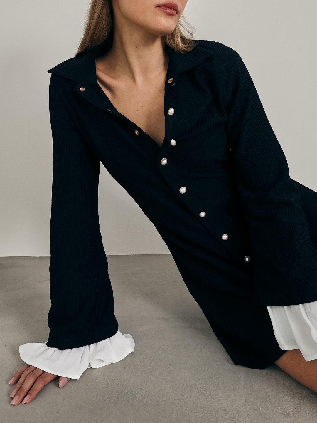 Nikita Pearl Button Short Dress | Navy