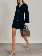 Nikita Pearl Button Short Dress | Navy