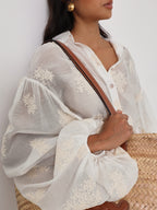 Nikki Embroidered Cover Up Shirt | Ivory