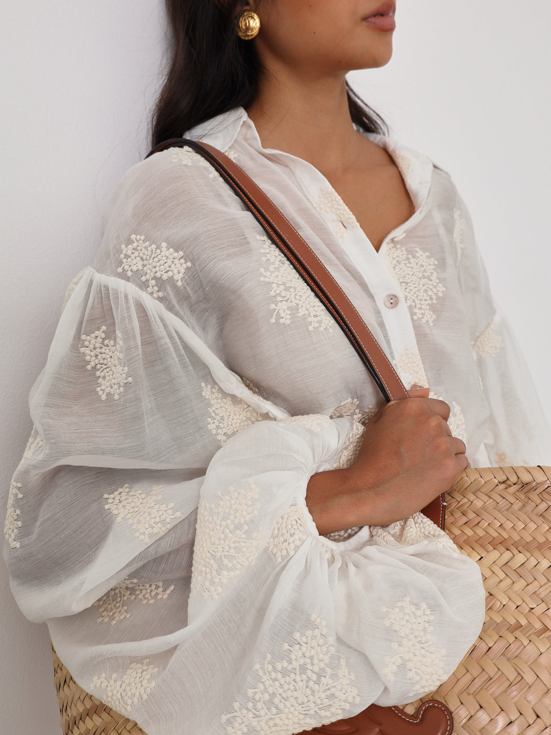 Nikki Embroidered Cover Up Shirt | Ivory
