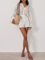 Nikki Embroidered Cover Up Shirt | Ivory