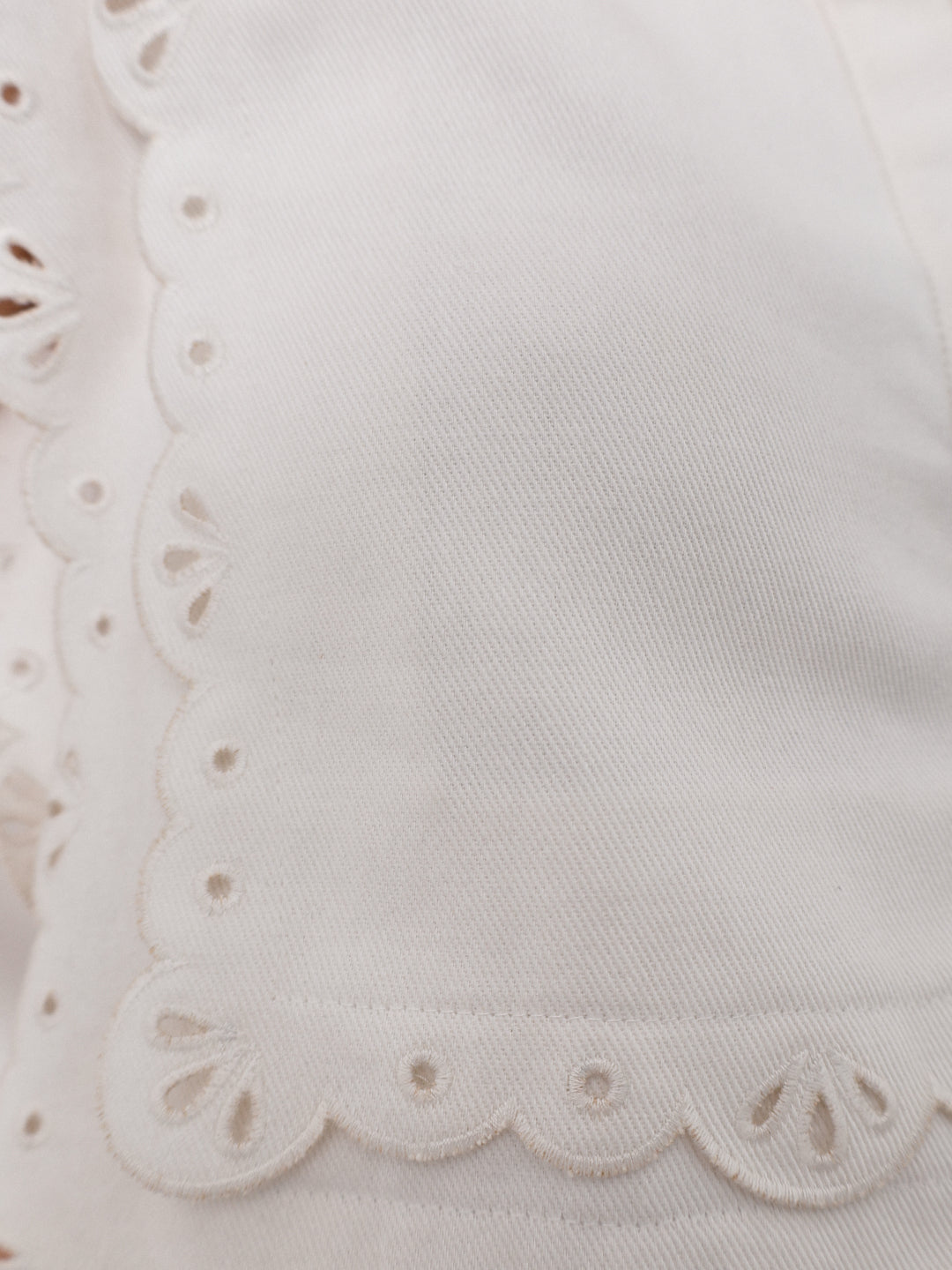 Nyla Cutwork Embroidery Denim Top | White