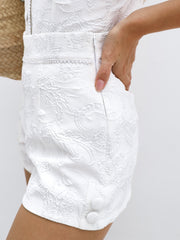 Odea Jacquard Shorts With Pearls | White Ice