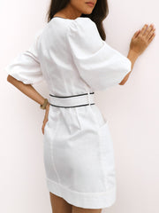 Palermo Premium Contrast Dress | White/Black