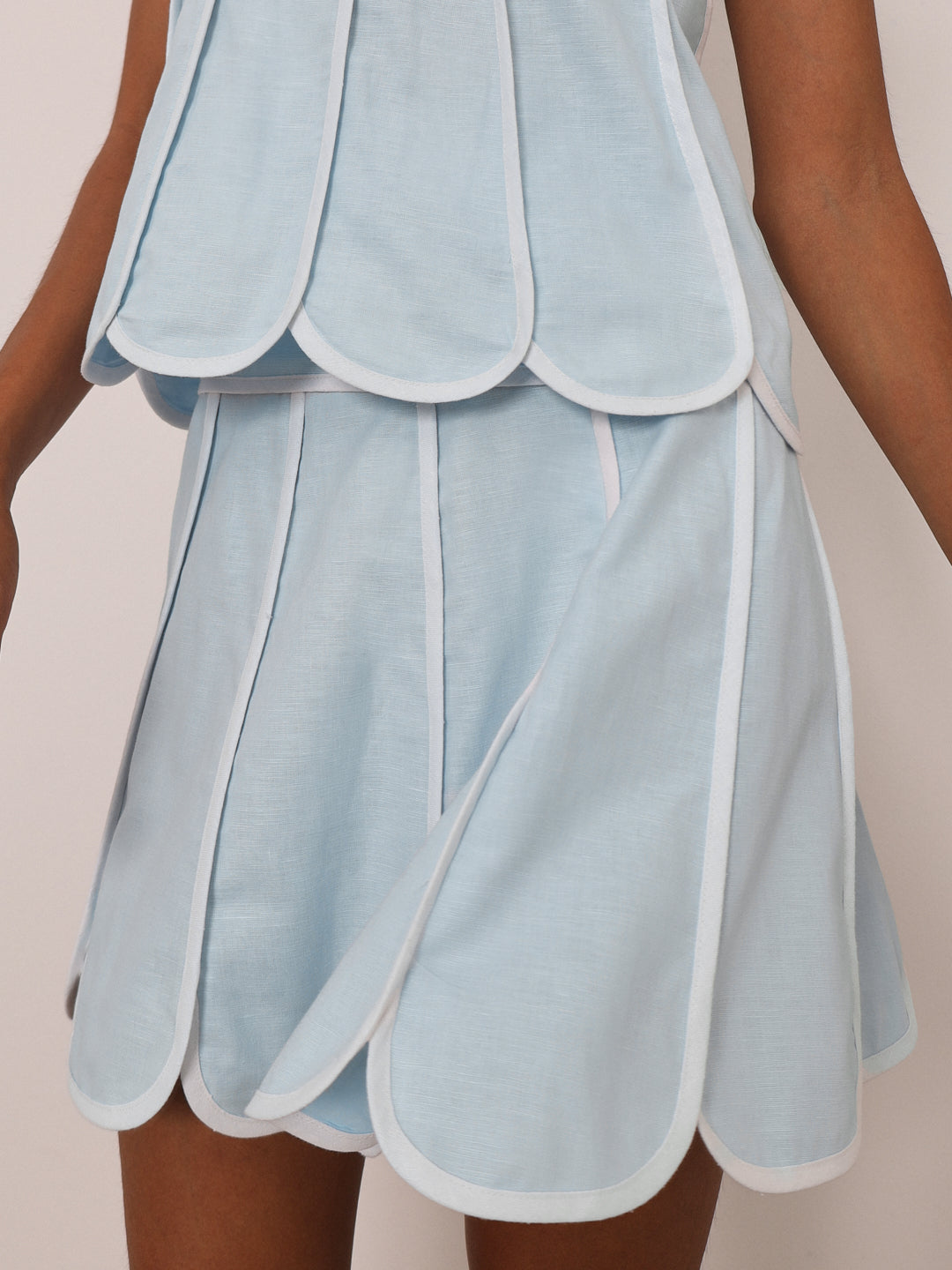 Avina Panelled Resort Skirt | Pastel Blue/White