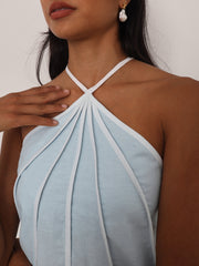Avina Resort Halter Top | Pastel Blue/White