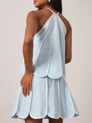 Avina Panelled Resort Skirt | Pastel Blue/White