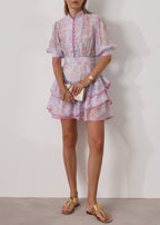 Patriza Tiered Frill Dress | Pastel Mix